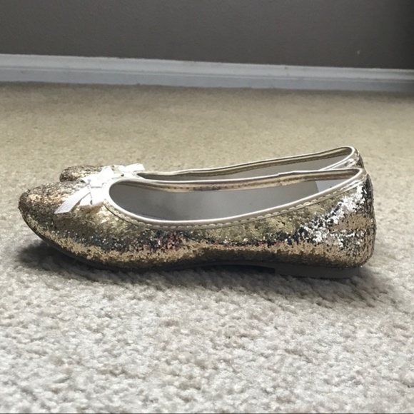 Gymboree Shoes Gymboree Gold Glittered Shoes With Bow